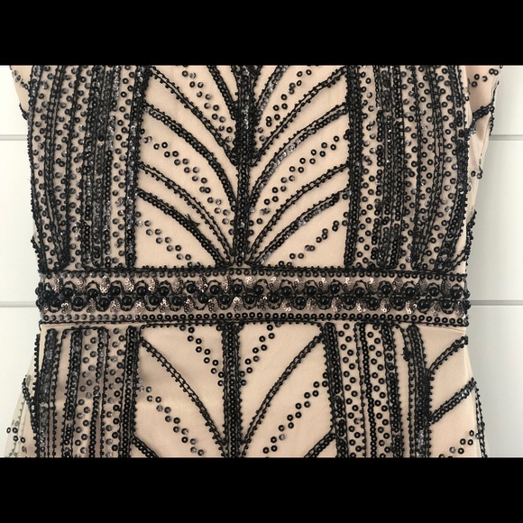 NWT Nude/ Black Rhinestone/ Bead Dress - Picture 3 of 6